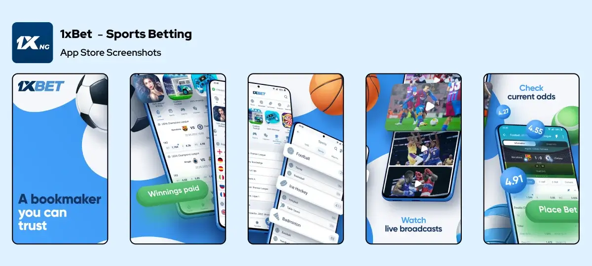 1xBet App Store designs