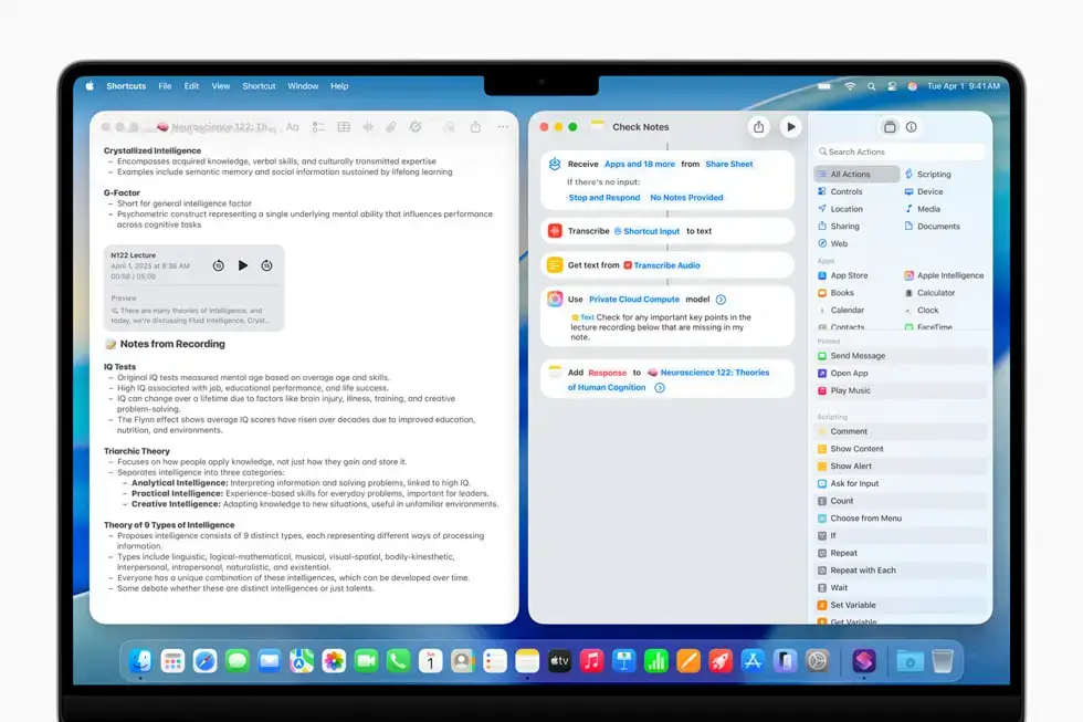 Apple OS availability Apple Intelligence Shortcuts on Mac