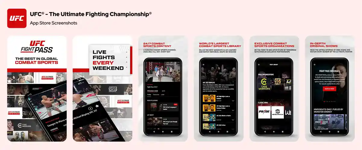 UFC App Store designs
