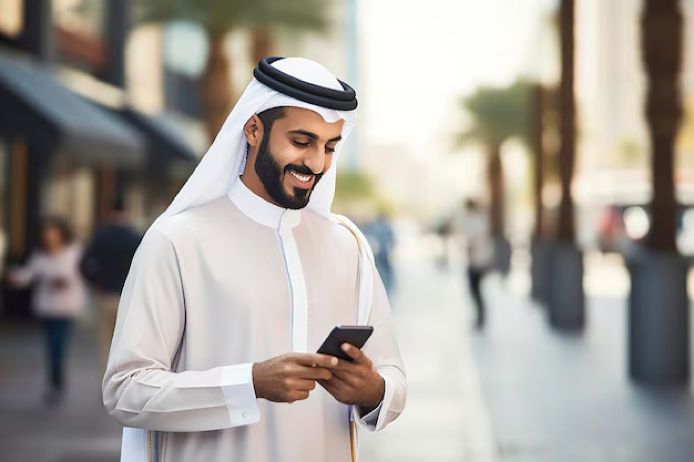 Arab Person Using Mobile