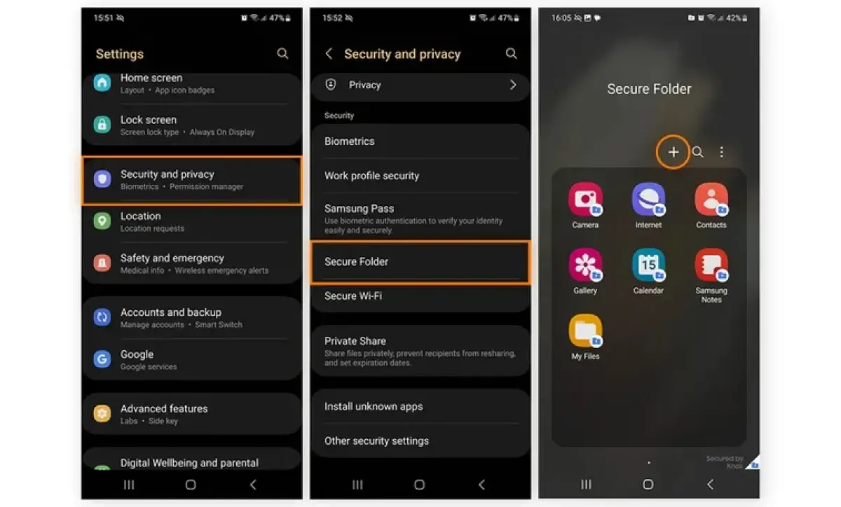 Secure Folder feature to hide apps on Android