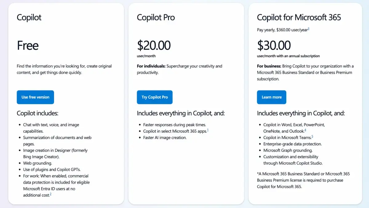 microsoft copilot pricing