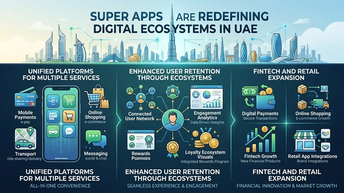 Super apps in UAE with unified services, ecosystem-based user retention, and fintech and retail expansion